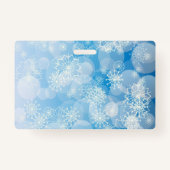 Blauwe kerstsnowflakes badge (Achterkant)