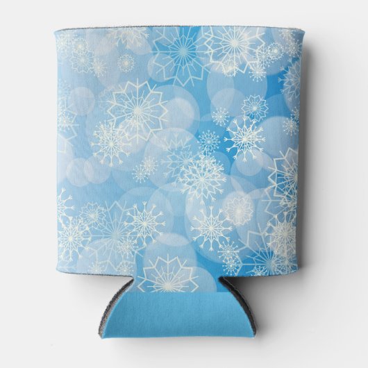 Blauwe kerstsnowflakes blikjeskoeler (Voorkant)