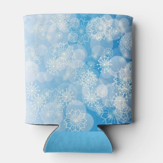 Blauwe kerstsnowflakes blikjeskoeler (Achterkant)