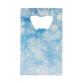 Blauwe kerstsnowflakes creditkaart flessenopener (Achterkant)