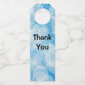 Blauwe kerstsnowflakes flessenhanger (Voorkant)