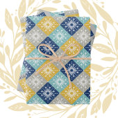 Blauwe kerstsnowflakes inpakpapier vel