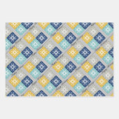 Blauwe kerstsnowflakes inpakpapier vel (Voorkant 2)