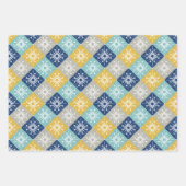 Blauwe kerstsnowflakes inpakpapier vel (Voorkant)