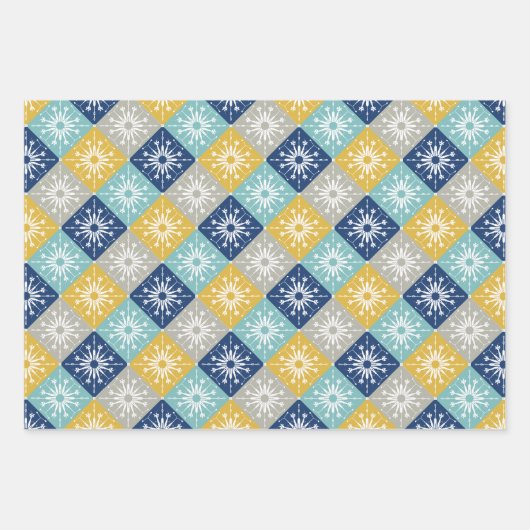 Blauwe kerstsnowflakes inpakpapier vel (Voorkant)