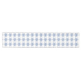 Blauwe kerstsnowflakes medium tafelloper (Horizontaal)