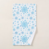 blauwe kerstsnowflakes op winterwit bad handdoek (Handdoek)