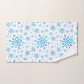 blauwe kerstsnowflakes op winterwit bad handdoek (Handdoek)