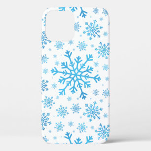  blauwe kerstsnowflakes op winterwit Case-Mate iPhone case