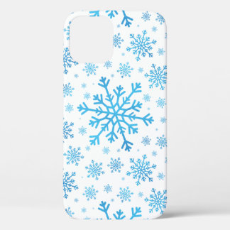  blauwe kerstsnowflakes op winterwit Case-Mate iPhone case