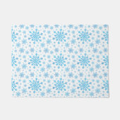  blauwe kerstsnowflakes op winterwit deurmat (Voorkant)