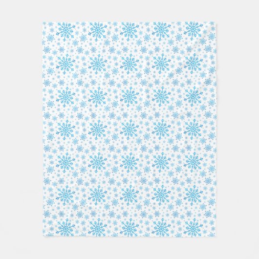  blauwe kerstsnowflakes op winterwit fleece deken (Voorkant)