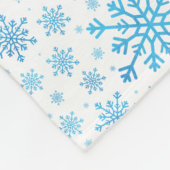  blauwe kerstsnowflakes op winterwit fleece deken (Hoek)