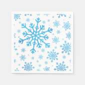 blauwe kerstsnowflakes op winterwit servet (Voorkant)
