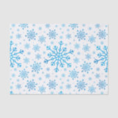  blauwe kerstsnowflakes op winterwit tissuepapier (Voorkant)