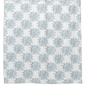 Blauwe kerstsnowflakes, winterblizzard Patroon Douchegordijn (Voorkant)