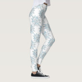 Blauwe kerstsnowflakes, winterblizzard Patroon Leggings (Rechts)
