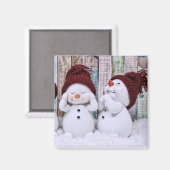 Blauwe kerststaart Snowman Magneet (Voorkant / Achterkant)