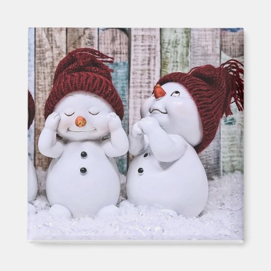 Blauwe kerststaart Snowman Magneet (Voorkant)
