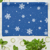 Blauwe kerststars Snowflakes Patroon Theedoek (Gevouwen)