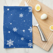 Blauwe kerststars Snowflakes Patroon Theedoek (Quarter Fold)