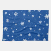 Blauwe kerststars Snowflakes Patroon Theedoek (Horizontaal)