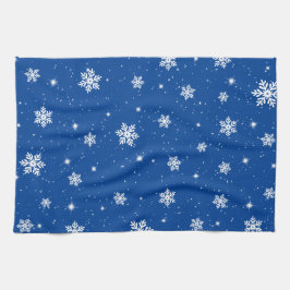 Blauwe kerststars Snowflakes Patroon Theedoek