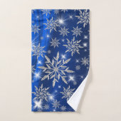 Blauwe kerststerren met witte ijskristal bad handdoek (Handdoek)
