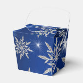 Blauwe kerststerren met witte ijskristal bedankdoosjes (Voorkant Zijde)