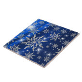 Blauwe kerststerren met witte ijskristal tegeltje (Zijkant)