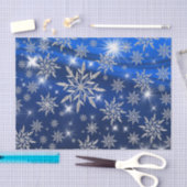 Blauwe kerststerren met witte ijskristal tissuepapier (Craft)