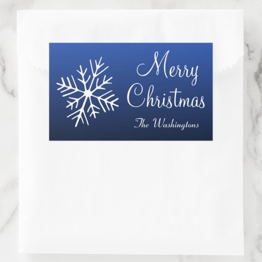 Blauwe Kerststickers Rechthoekige Sticker (Tas)