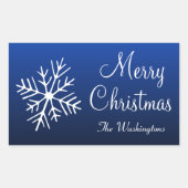 Blauwe Kerststickers Rechthoekige Sticker (Voorkant)