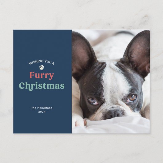 Blauwe kersttaart feestdagenkaart (Voorkant)