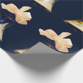 Blauwe kersttong cadeaupapier (Hoek)