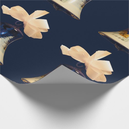 Blauwe kersttong cadeaupapier (Hoek)