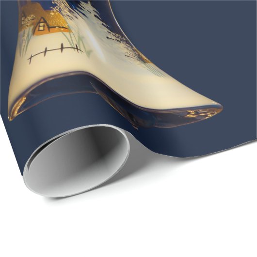 Blauwe kersttong cadeaupapier (Rol Hoek)