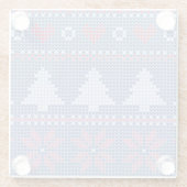 Blauwe kersttricot glazen onderzetter (Achterkant)