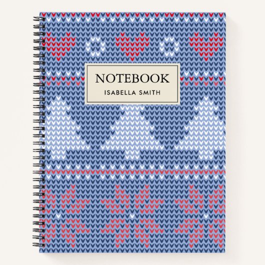 Blauwe kersttricot notitieboek (Voorkant)