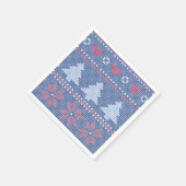 Blauwe kersttricot servet (Hoek)