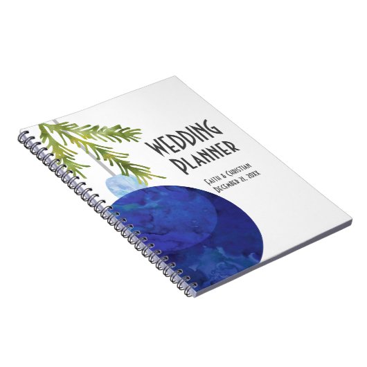 Blauwe kerstversiering, bruiloft Planner Notitieboek (Rechterzijde)
