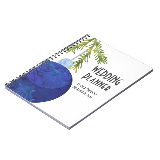Blauwe kerstversiering, bruiloft Planner Notitieboek (Linkerzijde)