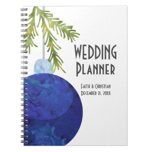 Blauwe kerstversiering, bruiloft Planner Notitieboek