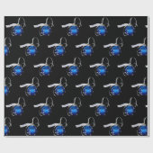 Blauwe kerstversiering cadeaupapier (Vlak)