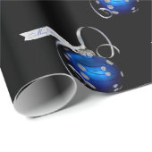 Blauwe kerstversiering cadeaupapier (Rol Hoek)