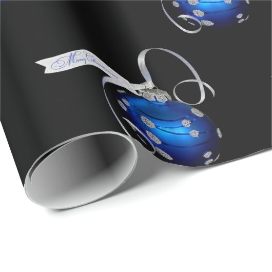 Blauwe kerstversiering cadeaupapier (Rol Hoek)