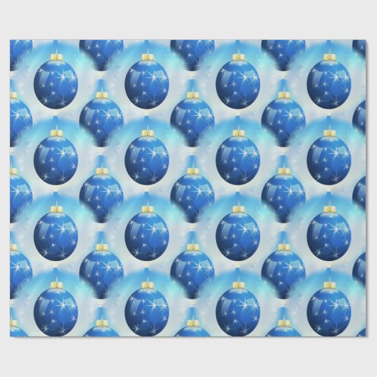 Blauwe kerstversiering cadeaupapier (Vlak)