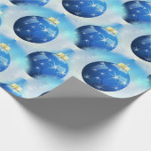 Blauwe kerstversiering cadeaupapier (Hoek)