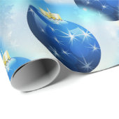 Blauwe kerstversiering cadeaupapier (Rol Hoek)