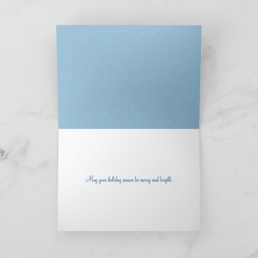 Blauwe kerstversiering feestdagen kaart (Binnen)